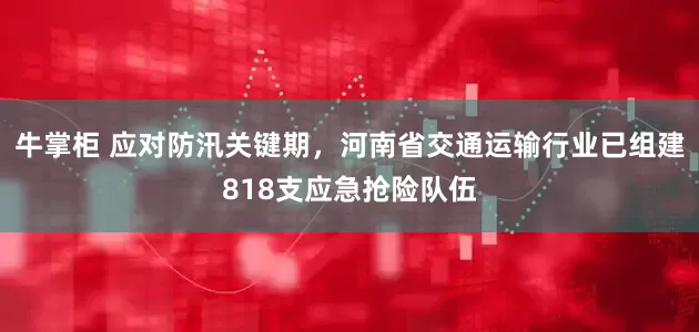 牛掌柜 应对防汛关键期，河南省交通运输行业已组建818支应急抢险队伍
